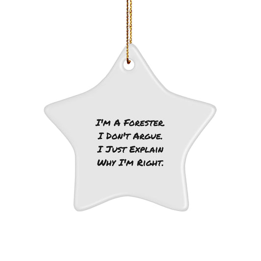 Christmas Gift Forester Star Ornament - I Don't Argue, I Explain Present - Image 1