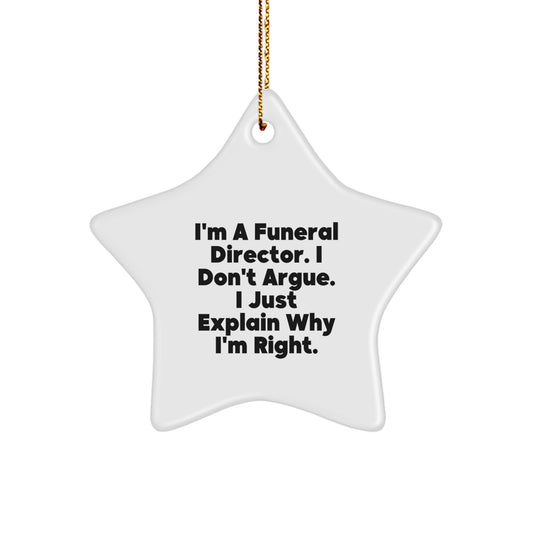 Funny Funeral Director Gifts for Men, Christmas Unique Star Ornaments from Friends - Image 1