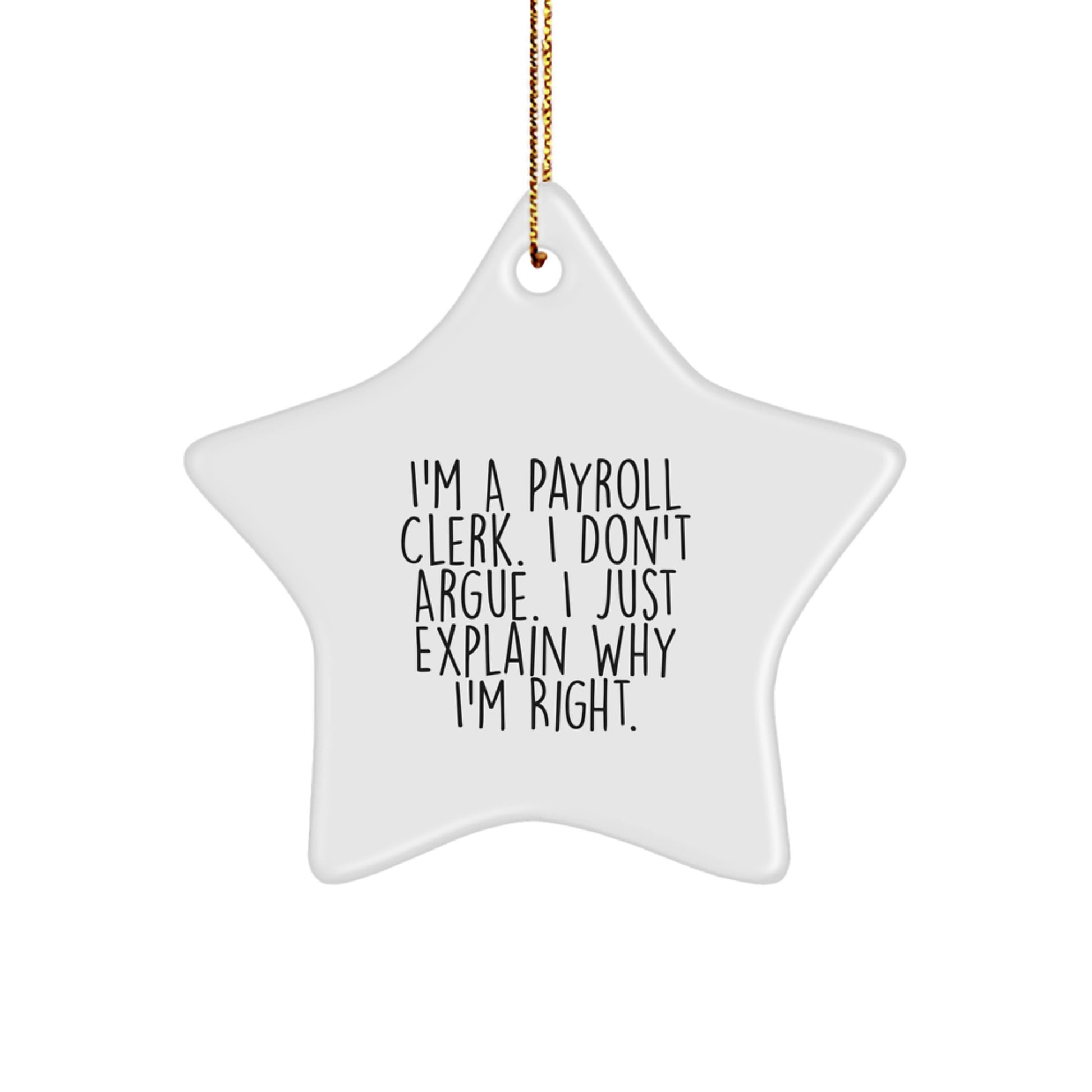 Funny Payroll Clerk Star Ornament Gifts from Family for Men Women Coworkers Friends at Christmas Time - Image 1