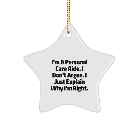 Christmas Gift Funny Personal Care Aide Star Ornament for a Best Friend - Image 1
