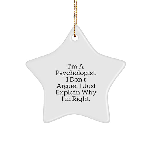 Psychologist Star Ornament Funny Quote Gifts from Family to Friends for Christmas Unique Decorations - Image 1