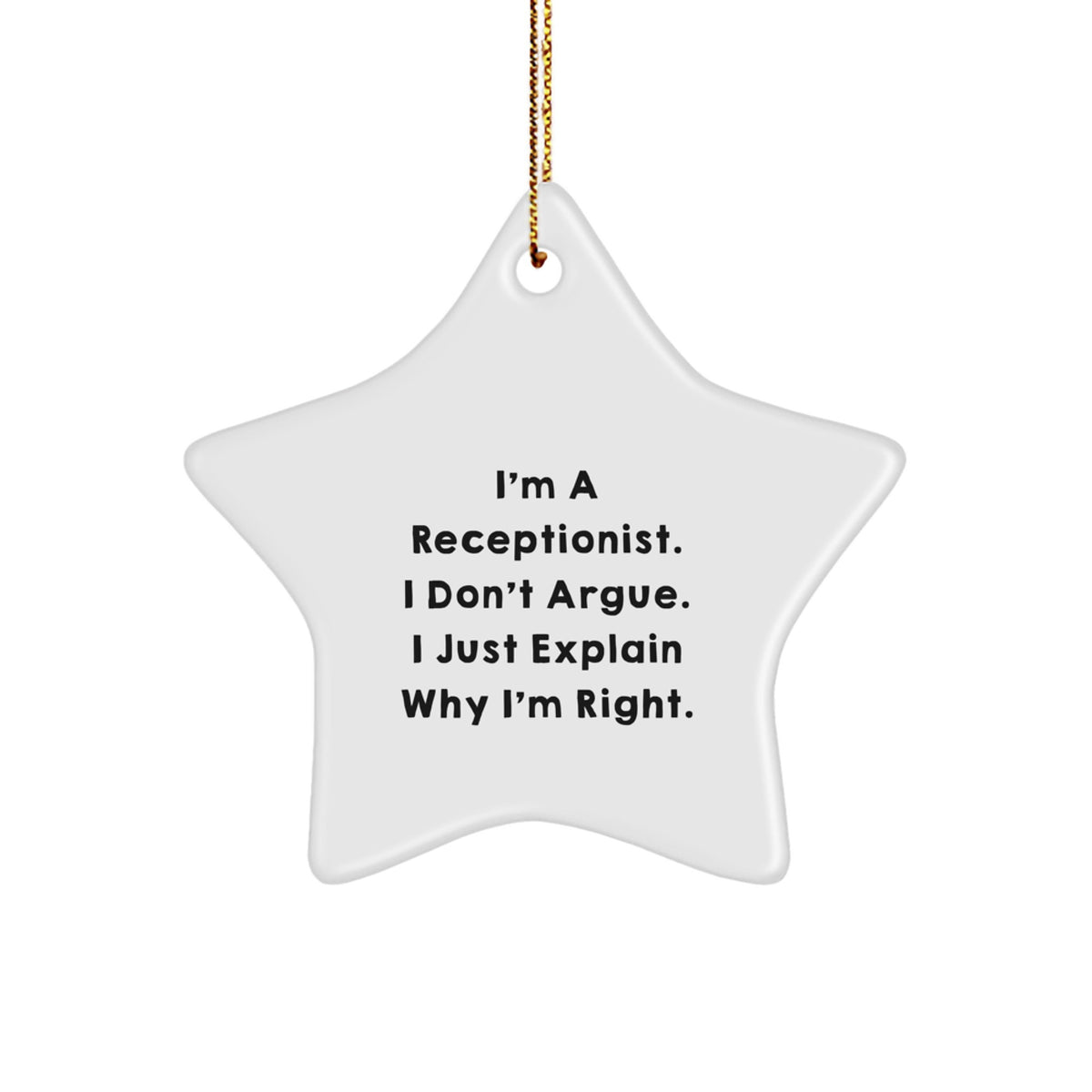 Witty Receptionist Novelty Christmas Ornament for Friends Gift - Image 1