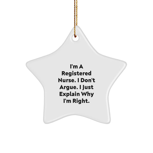 Gifts from Family for Registered Nurse, Star Ornament with Funny Quote, Christmas Unique Gifts - Image 1