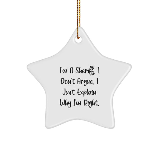 Funny Sheriff Star Ornament for Men - Gifts from Family - Christmas Unique Gifts for Sheriff - Image 1