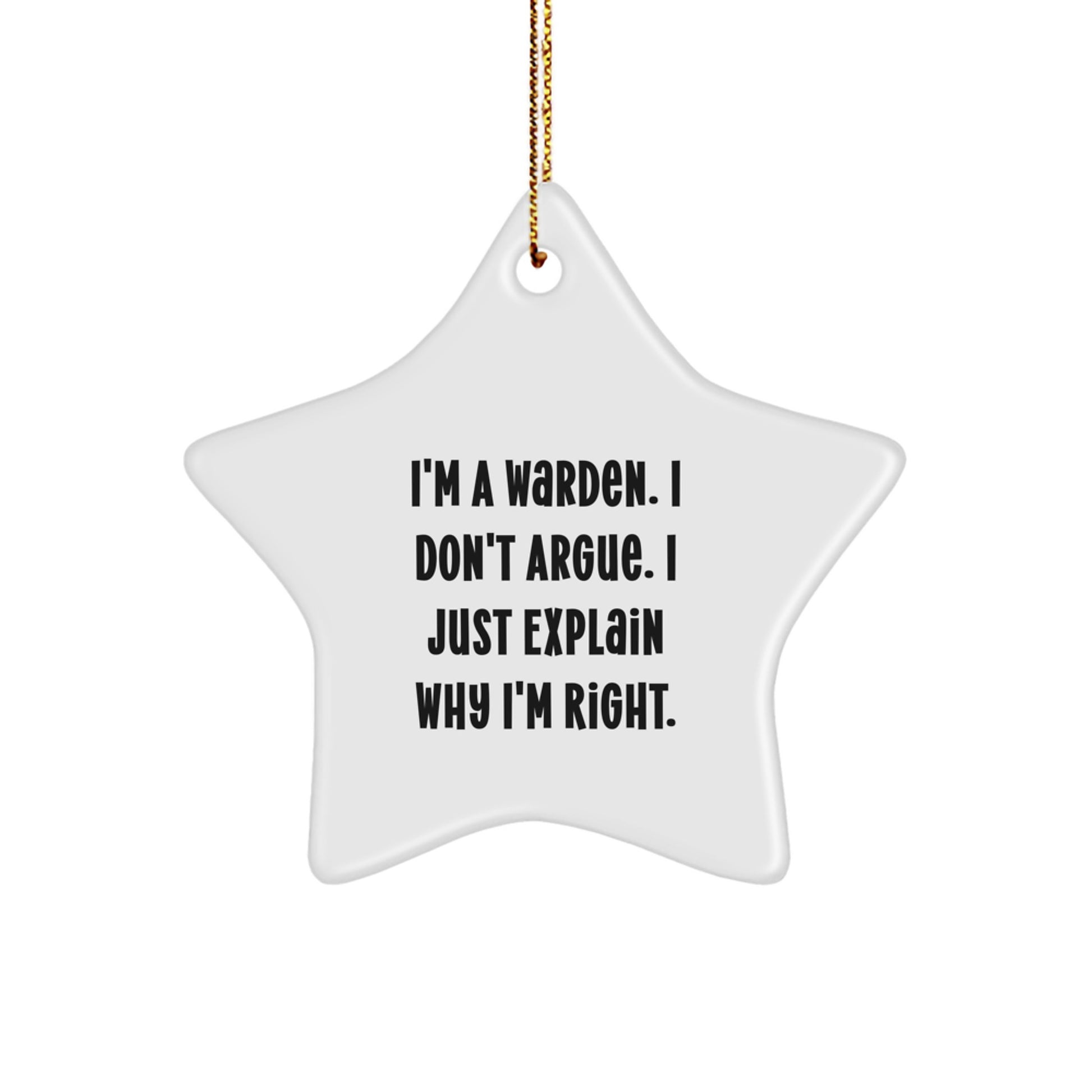 Funny Warden Gifts for Men - Christmas Unique Star Ornament, Handmade Decorations for Warden Friends, Family, Coworkers - Image 1