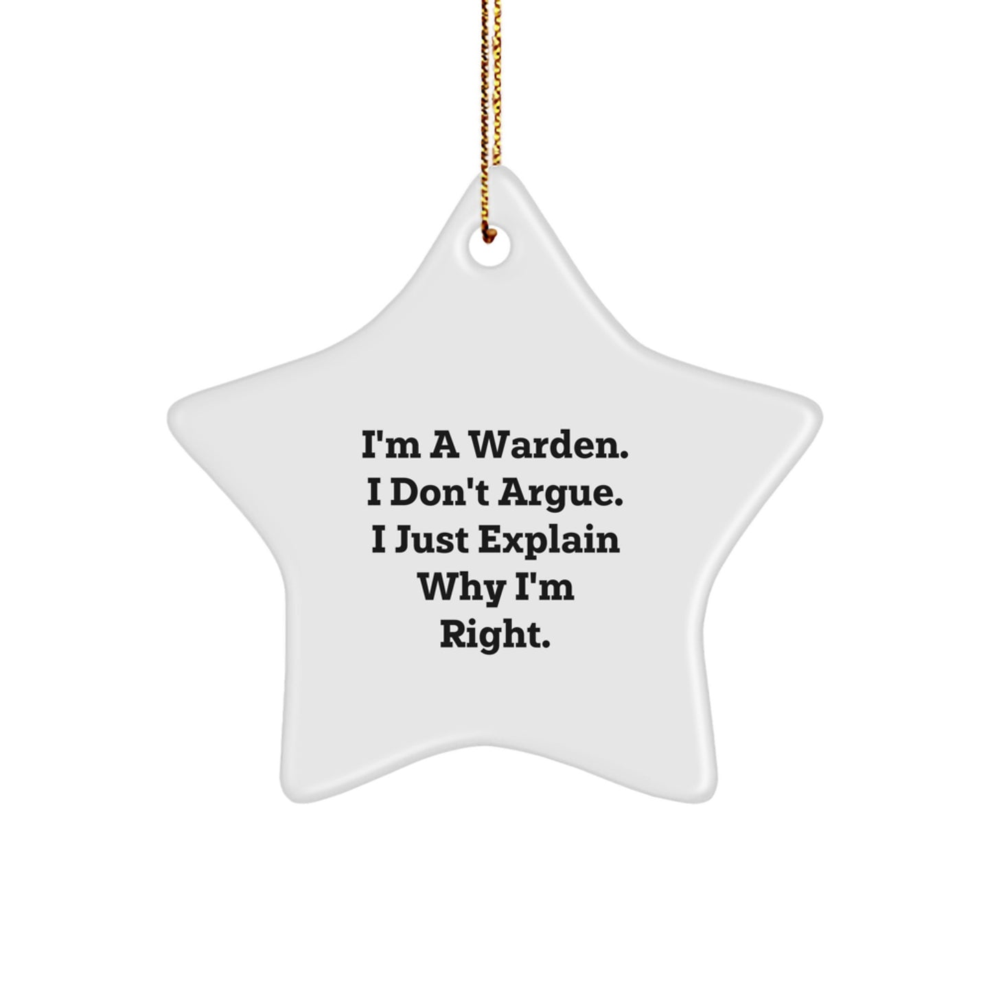 Warden Star Ornament Funny Christmas Unique Gift from Friends for Warden - Image 1