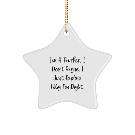 Funny Trucker Gifts from Friends, Men, Women, or Family - Trucker Star Ornament for Christmas Unique Gifts, Inspirational, Encouragement. - Image 1