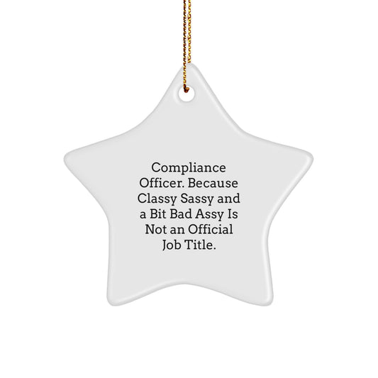 Funny Compliance Officer Gifts from Friends, Unique Star Ornament for Christmas Unique Gift Ideas for Compliance Officer Friends, Compliance Officer Star Ornament with Sassy Humor - Image 1