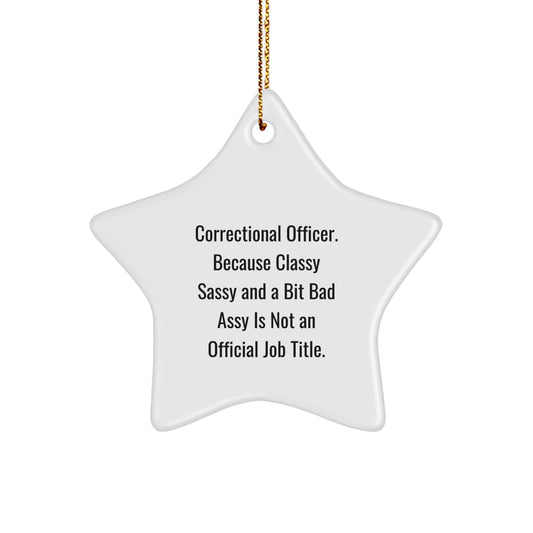 Correctional Officer Gifts, Funny Quote Star Ornament, Gifts from Friends and Family for Correctional Officers, Unique Christmas Unique Gifts for the Classy and Sassy - Image 1