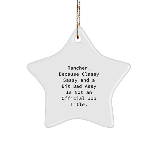 Rancher Gifts - Funny Star Ornament, 'Rancher. Because Classy Sassy And A Bit Fearlessy Is Not An Official Job Title.' Quote, Christmas Unique Gifts from Men, Friends, Family - Image 1