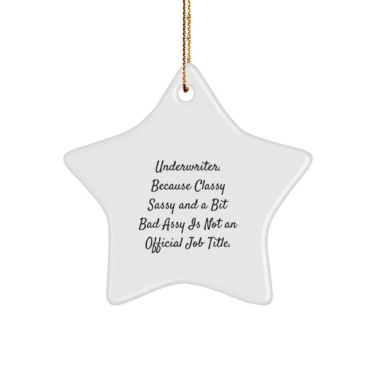 Funny Underwriter Gifts, Classy Sassy Star Ornament for Underwriter, Christmas Unique Gifts from Friends or Family to Underwriter - Image 1