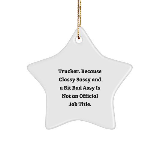 Trucker Star Ornament Gifts from Family, Friends, or Coworkers for the Classy Sassy and a Bit Fearlessy Trucker, Christmas Unique Decorations - Image 1