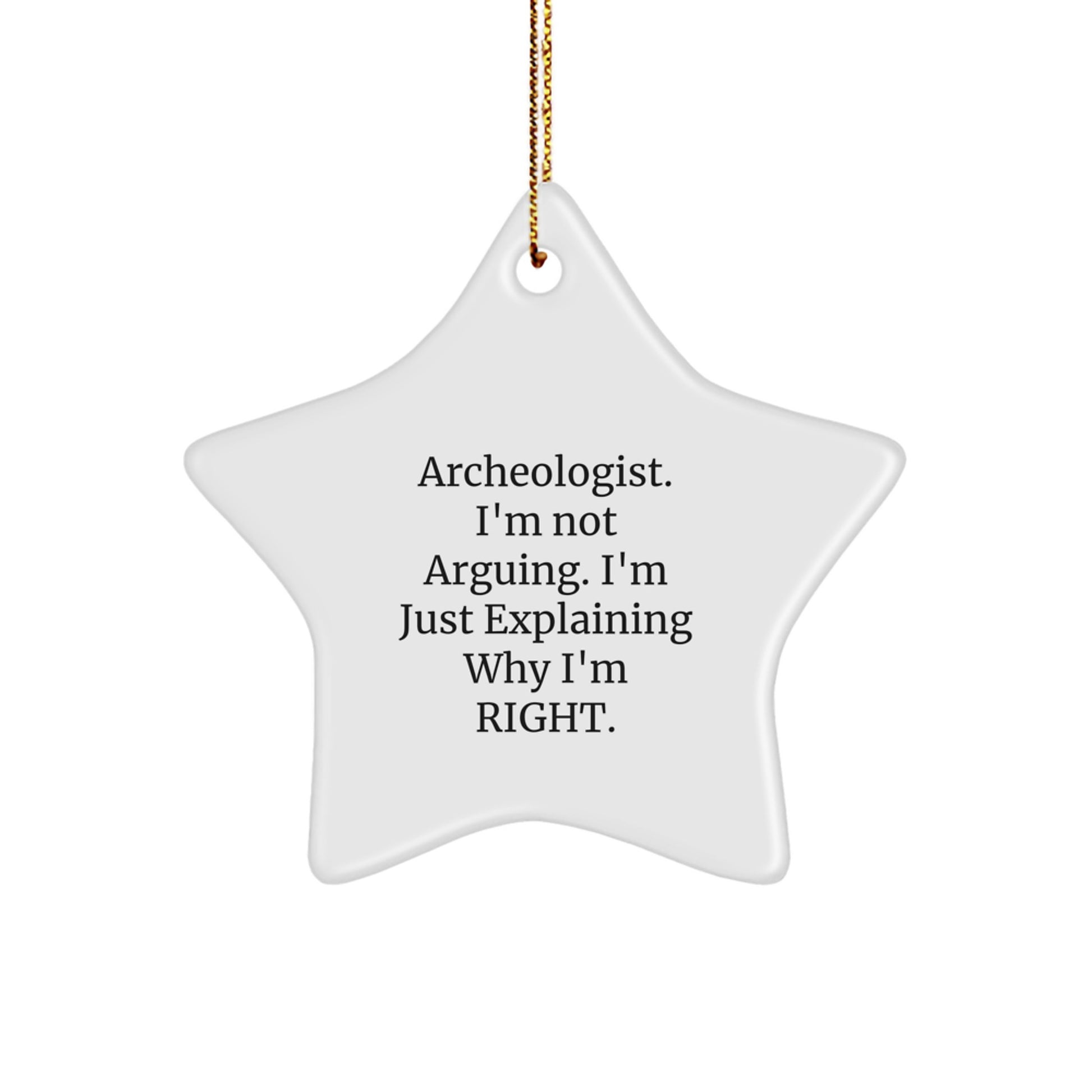 Funny Archeologist Gifts for Christmas Star Ornament from Friends, Perfect for Men, Women, or Coworkers - 'I'm Not Arguing, I'm Just Explaining Why I'm Right' Star-Shaped Decoration - Image 1