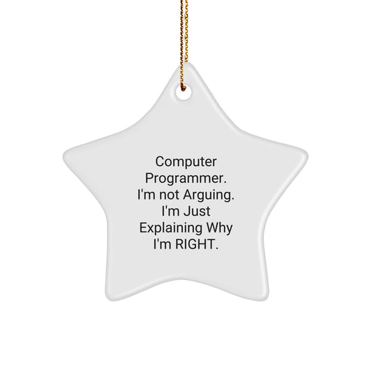 Computer Programmer Star Ornament Idea Christmas Gift for Coworkers - Image 1