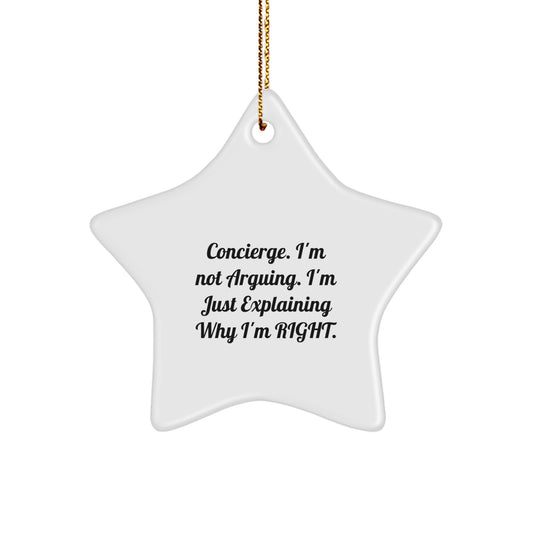 Gifts from Men, Funny Concierge Christmas Star Ornament, Gifts for Concierge - Image 1