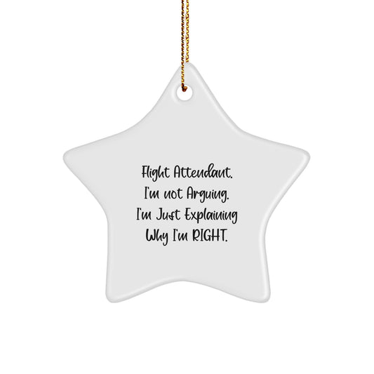 Flight Attendant Star Ornament Funny Gifts from Friends for Men Women Coworkers - 'I'm Not Arguing. I'm Just Explaining Why I'm Right.' Unique Christmas Unique Gifts - Image 1