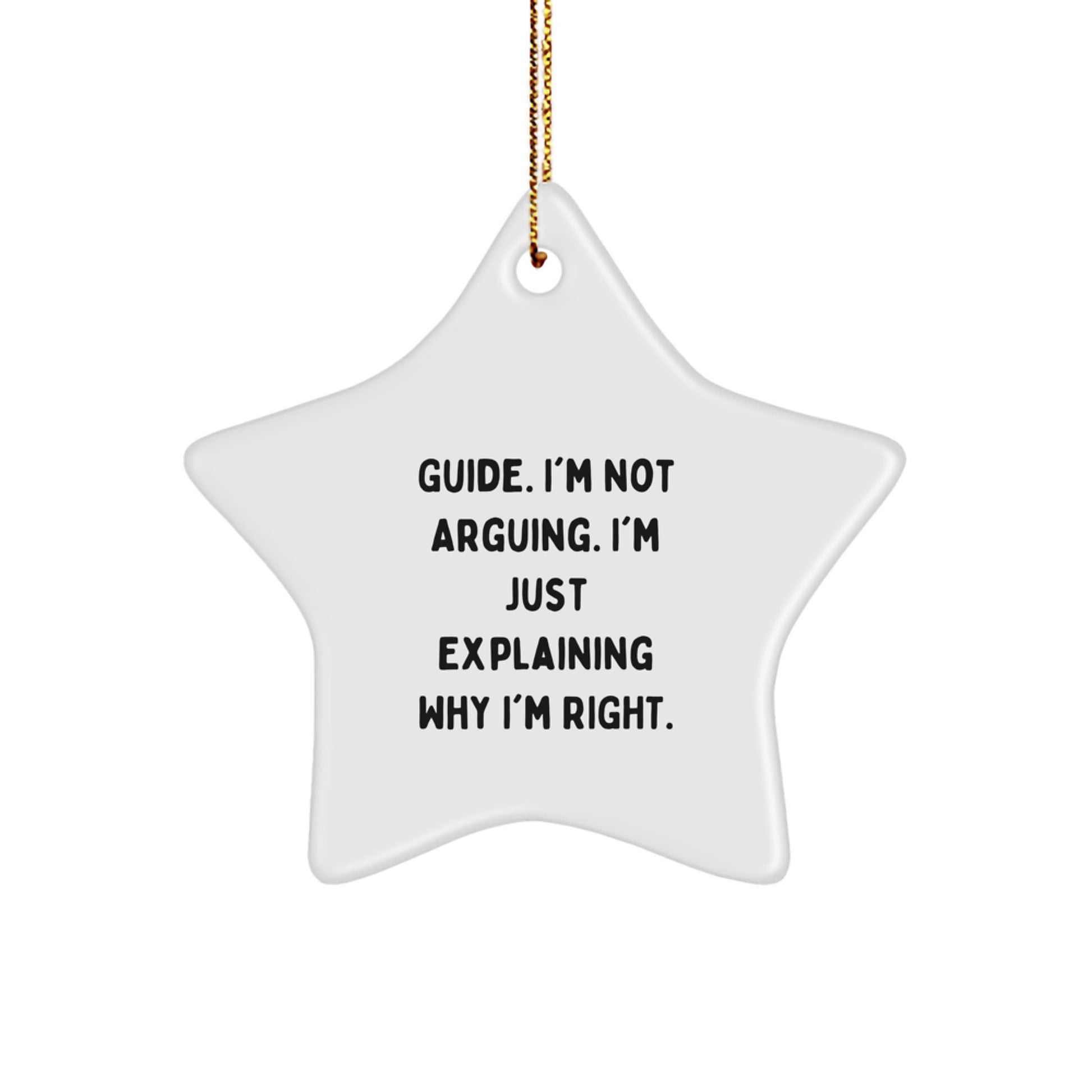 Funny Guide Gifts from Friends for Guide Lovers - White Star Ornament with Gold Cord for Christmas Unique Gifts - Image 1