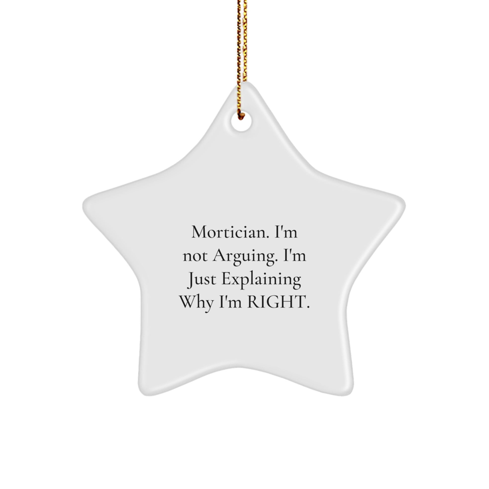 Mortician Gifts from Friends, Unique Christmas Star Ornament, 'I'm Not Arguing, I'm Just Explaining Why I'm Right' Funny Quote, Gifts for Morticians - Image 1