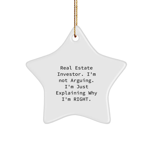 Funny Real Estate Investor Gifts from Men, Unique Gifts for Real Estate Investor Friends - Christmas Star Ornament - Image 1