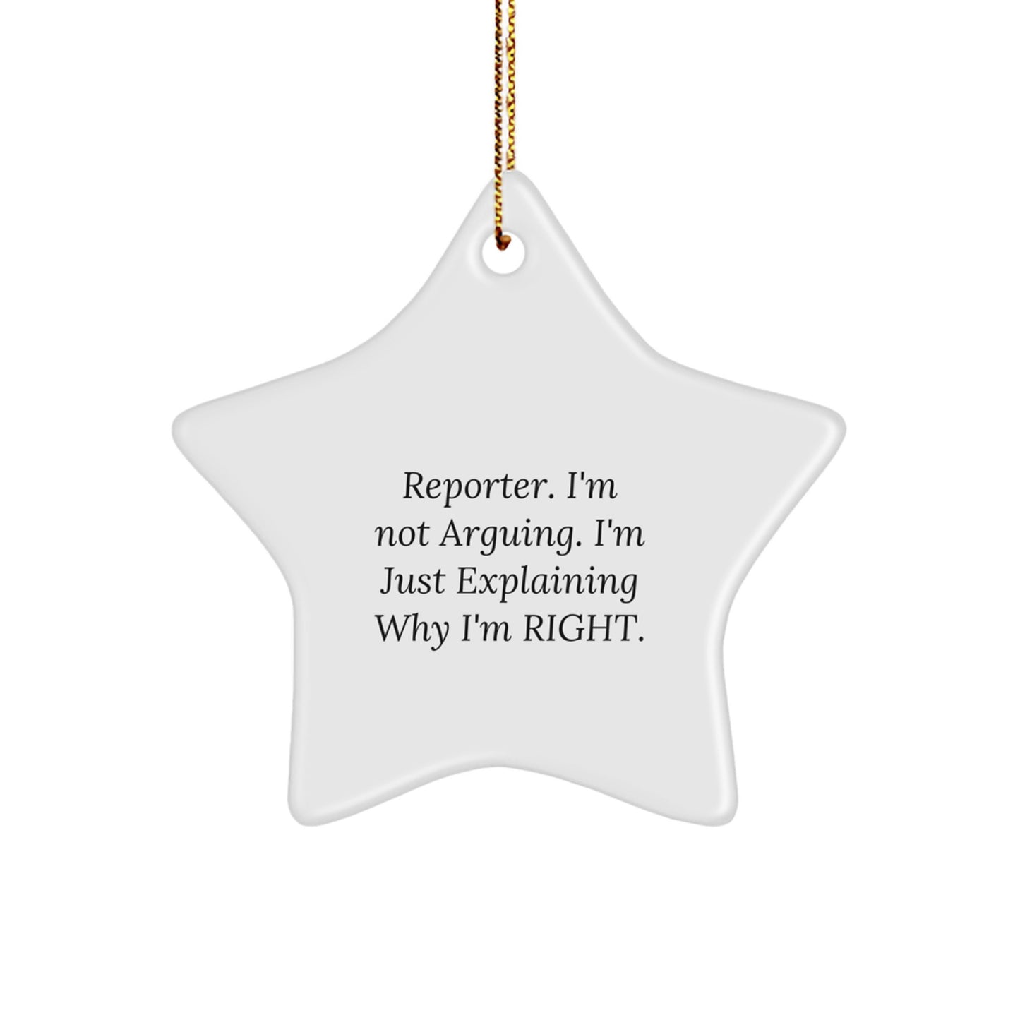 Funny Reporter Gifts for Men Women Friends Family - Star Ornament 'I'm Not Arguing. I'm Just Explaining Why I'm Right.' Christmas Unique - Image 1
