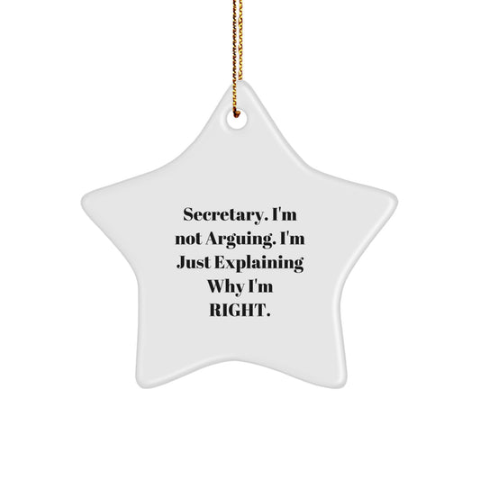Funny Secretary Gifts Christmas Star Ornament for Secretary's Desk, Gifts from Friends, Funny Quote Star Ornaments for Secretary, Secretary Gifts - Image 1