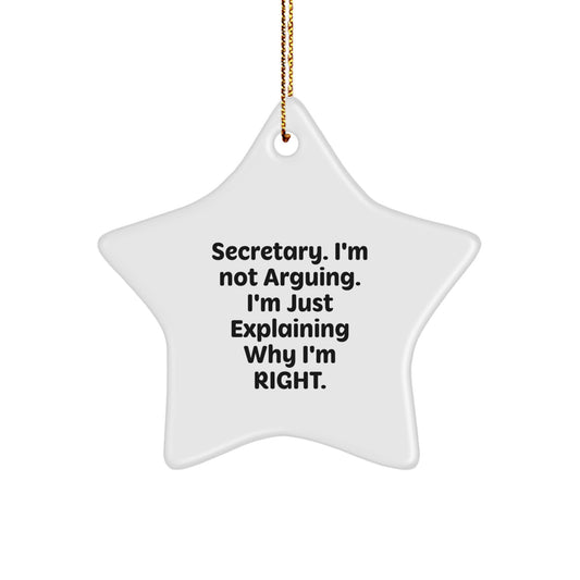 Funny Secretary Gifts from Mom, Unique Star Ornament for Secretary at Home, Christmas Decorations with Inspirational Quote - Image 1