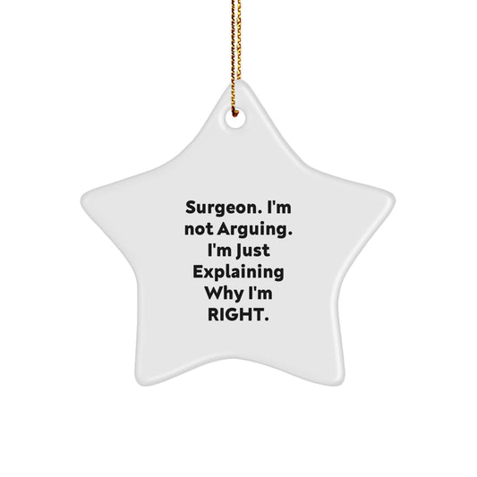 Funny Surgeon Gifts from Family for Surgeon Friends - Surgeon Christmas Unique Star Ornament - Image 1