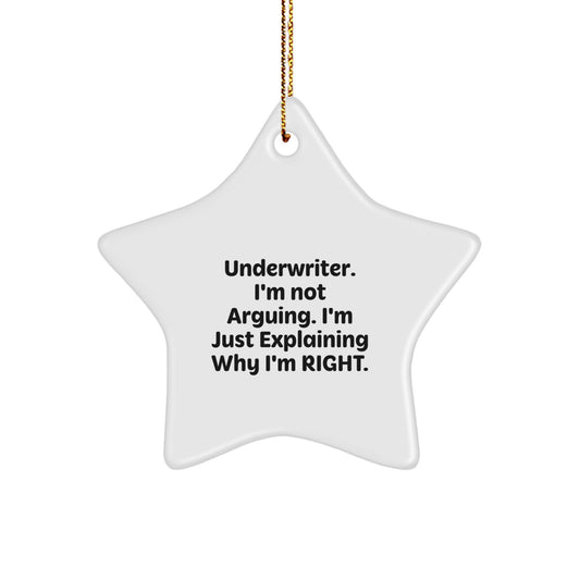 Funny Underwriter Gifts from Women to Men, Christmas Unique Star Ornament, Inspirational Quote - 'I'm Not Arguing. I'm Just Explaining Why I'm Right.' - Image 1