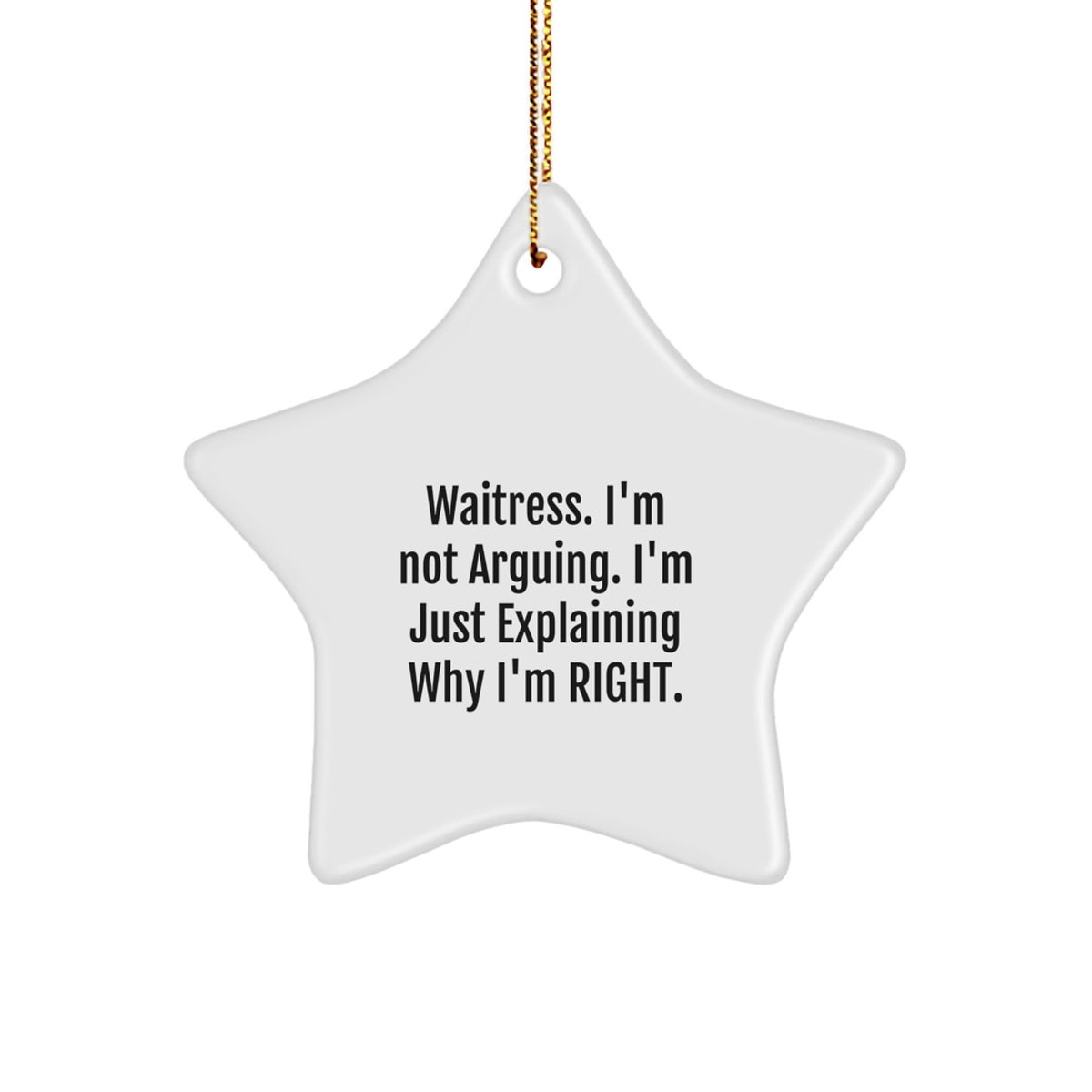 Waitress Star Christmas Ornament for Coworkers Gift – I'm Not Arguing - Image 1