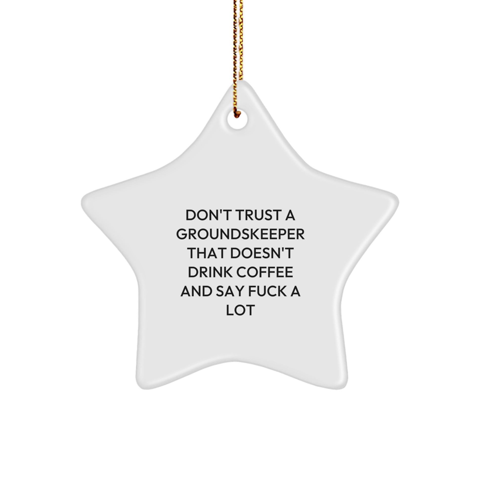 Funny groundskeeper Gifts - Star Ornament, Don't Trust a groundskeeper That Doesn't Drink Coffee and Say F Words - Christmas Unique Gifts from Men to groundskeeper Friends - Image 1