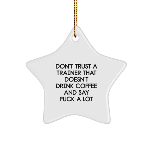 Funny Trainer Star Ornament, Gifts from Friends, Men, Women, or Coworkers for Christmas Unique Gifts, Trainer Quotes, Star Decoration, Gifts for Trainer, Fitness Enthusiasts, Gym Lovers - Image 1