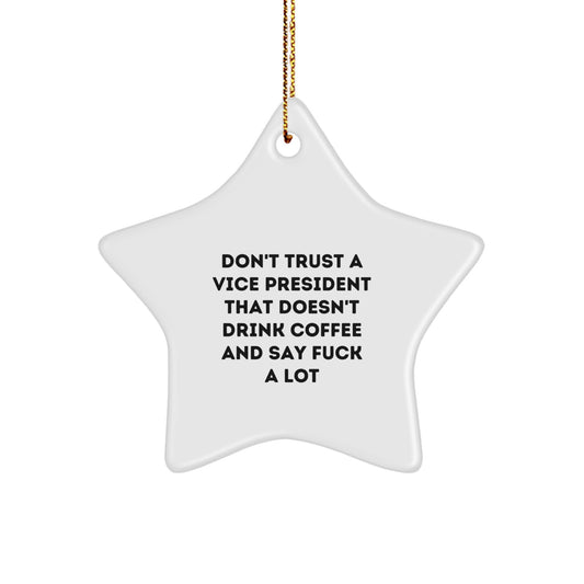 Funny Vice President Gifts, Star Ornament for Christmas, 'Don't Trust A Vice President' Quote, Gifts from Friends, Gifts for Vice President - Image 1
