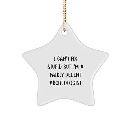 Archeologist Gifts - I Can't Fix Stupid But I'm A Fairly Decent Archeologist, Funny Star Ornament for Christmas, Gifts from Family to Friends, Perfect for Archeologist Lovers - Image 1