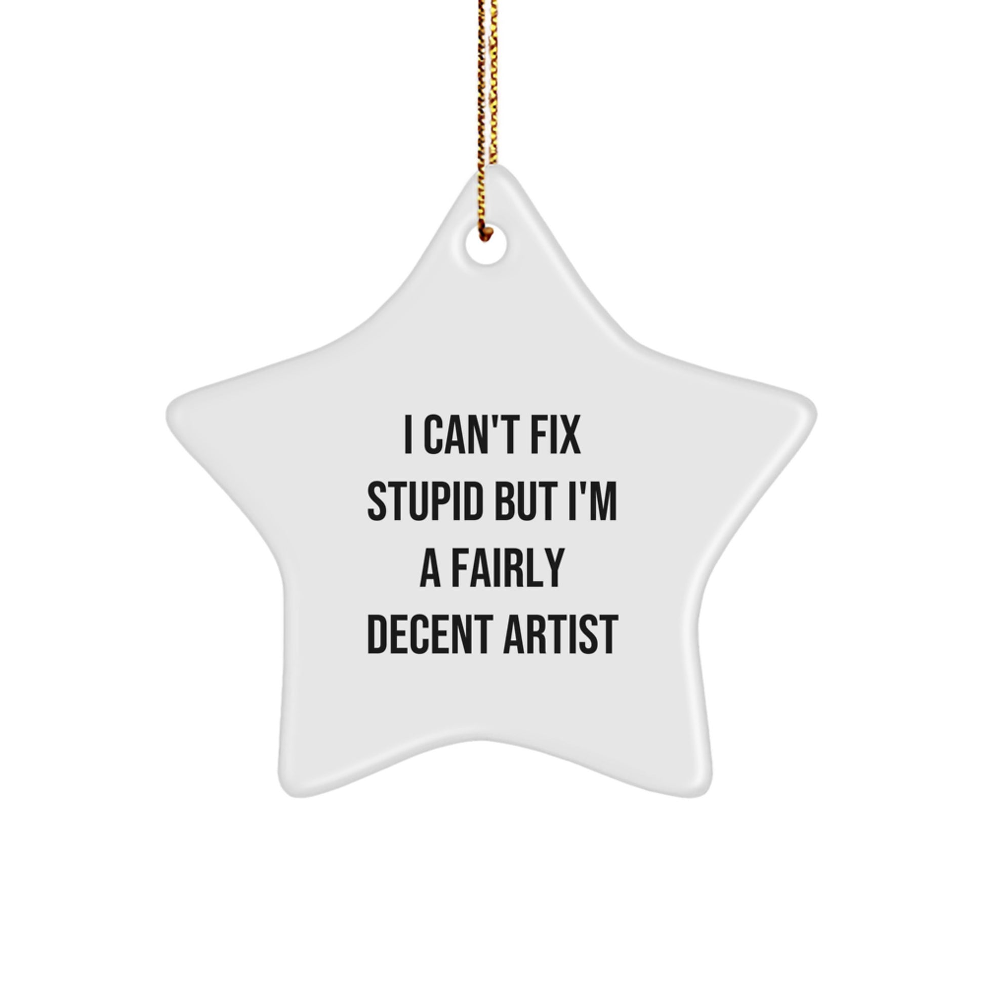 Funny Artist Gifts: I Can't Fix Stupid But I'm A Fairly Decent Artist Star Ornament for Christmas - Gifts from Men to Artist Friends, Coworkers, and Family - Image 1