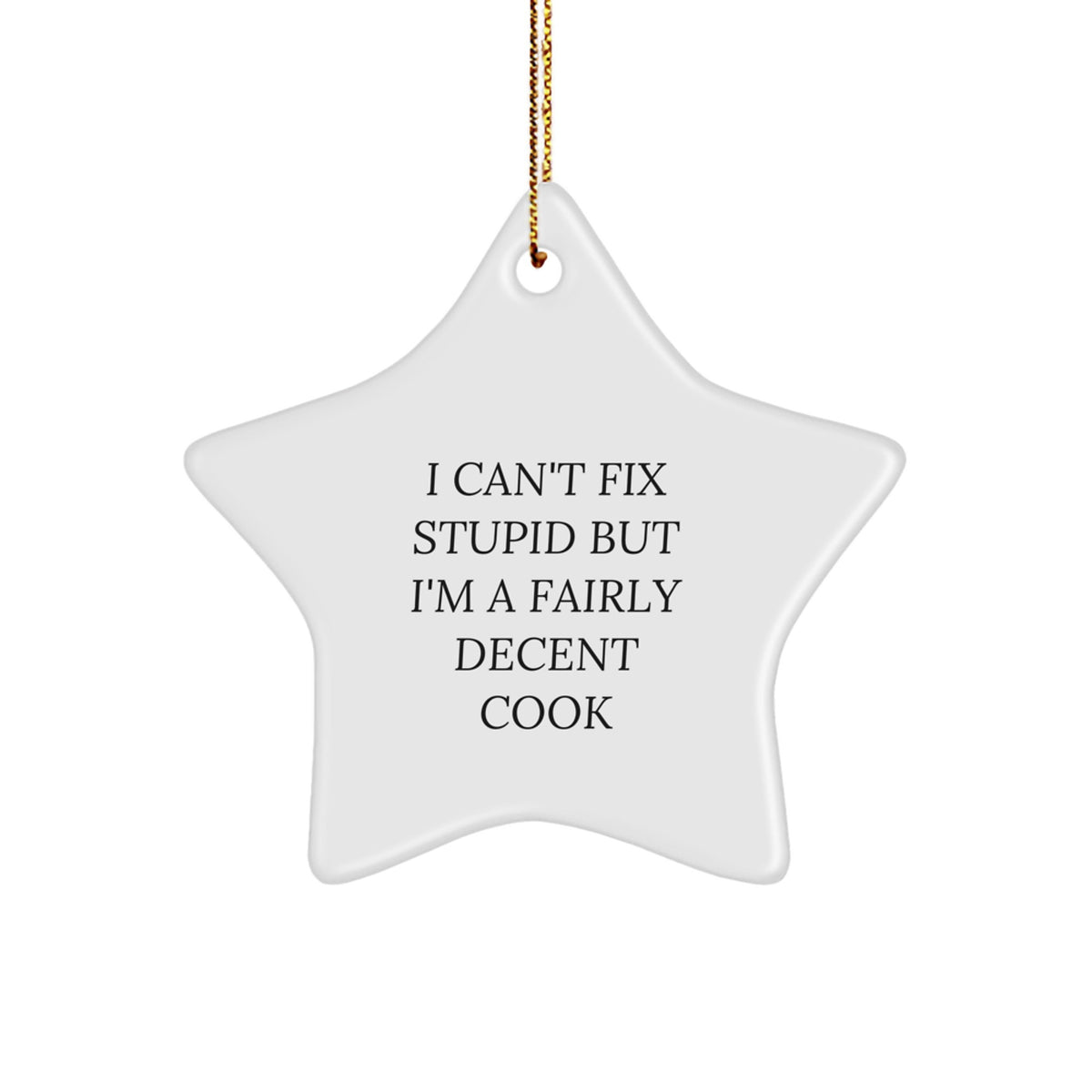 Witty Cook Christmas Ornament Gift for Roommates - I Can't Fix Stupid - Image 1