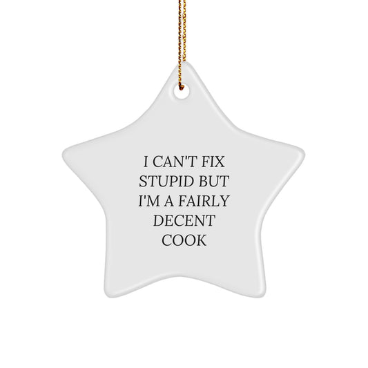Witty Cook Christmas Ornament Gift for Roommates - I Can't Fix Stupid - Image 1