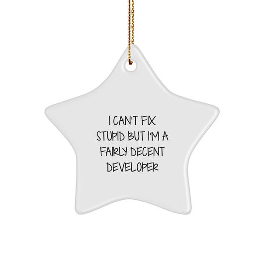 Developer Star Christmas Ornament Gift for Happy Kids – I Can't Fix Stupid - Image 1
