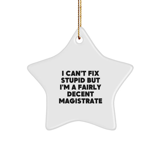 Magistrate Gifts - Funny Star Ornament, I Can't Fix Stupid But I'm A Fairly Decent Magistrate, Christmas Unique Gifts from Friends to Family - Image 1