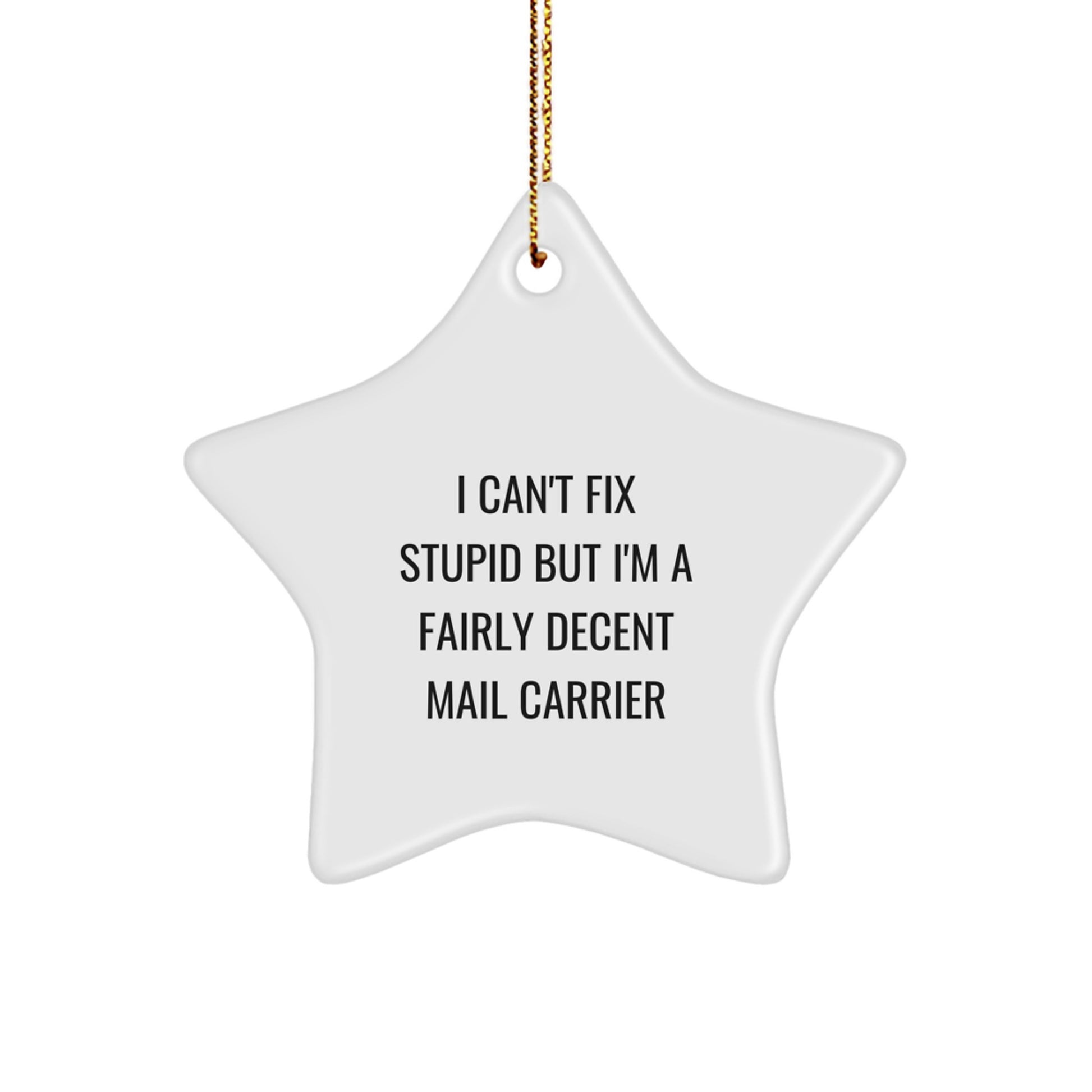 Funny Mail Carrier Gifts from Friends for Christmas Unique Star Ornament - I 'Can't Fix Stupid' Mail Carrier - Image 1