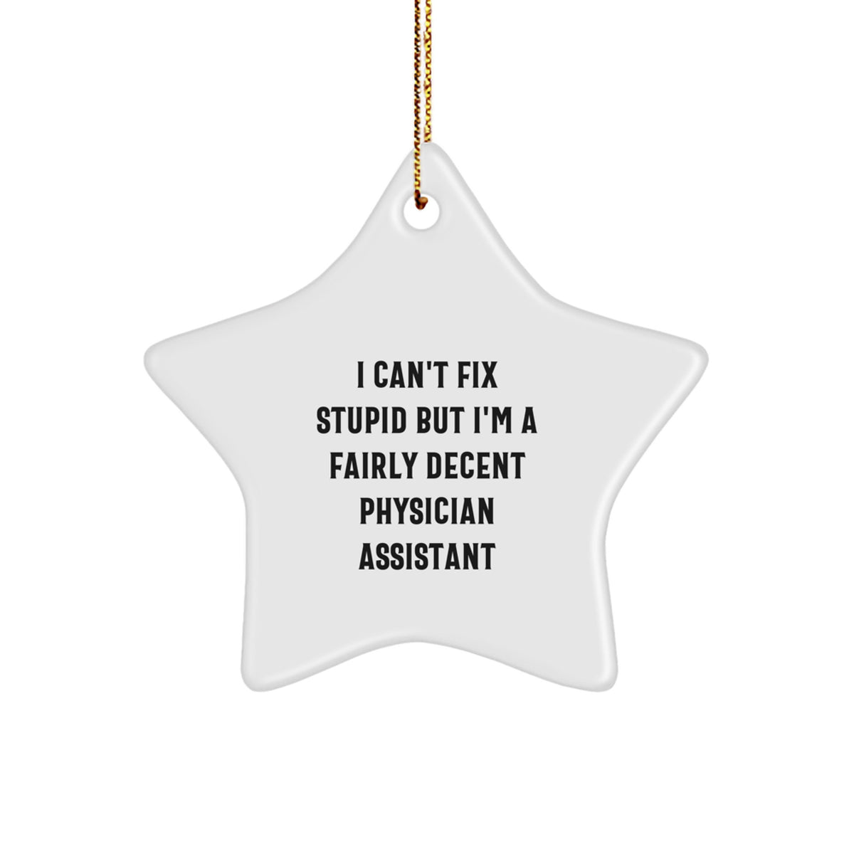Physician Assistant Star Ornament Coworkers Gift - I Can't Fix Stupid - Image 1