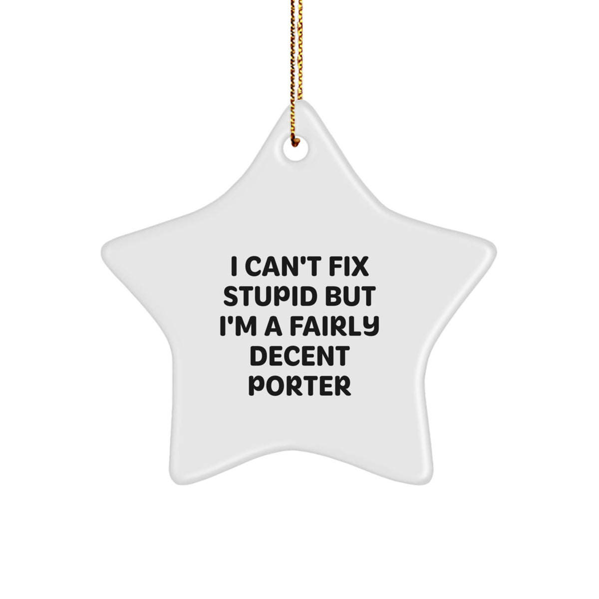 Quirky Porter Star Ornament Christmas Gift for Coworkers Idea - Image 1