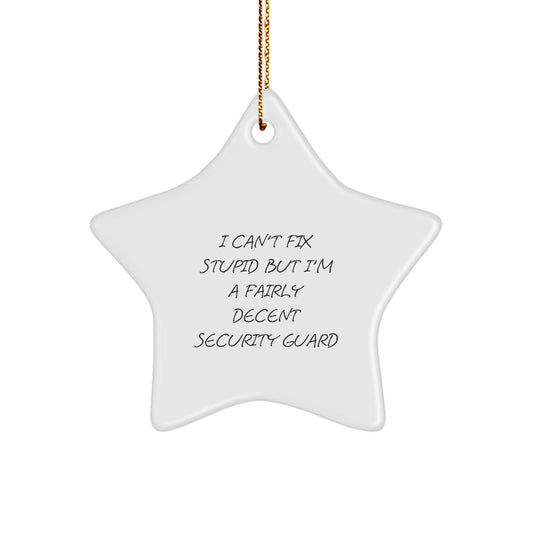 Funny Security Guard Gifts - I Can't Fix Stupid But I'm A Fairly Decent Star Ornament for Christmas - Image 1