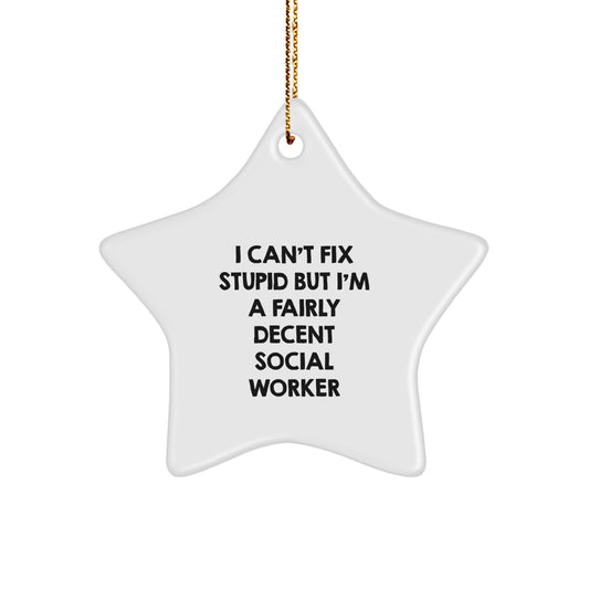 Christmas Unique Gift for Her Funny Social Worker Star Ornament Present - Image 1