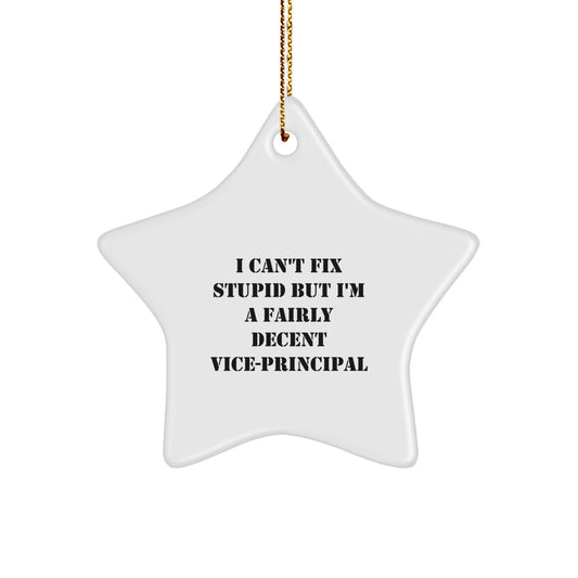Funny Vice-principal Gifts - I Can't Fix Stupid But I'm A Fairly Decent Vice-principal Star Ornament for Christmas - Image 1