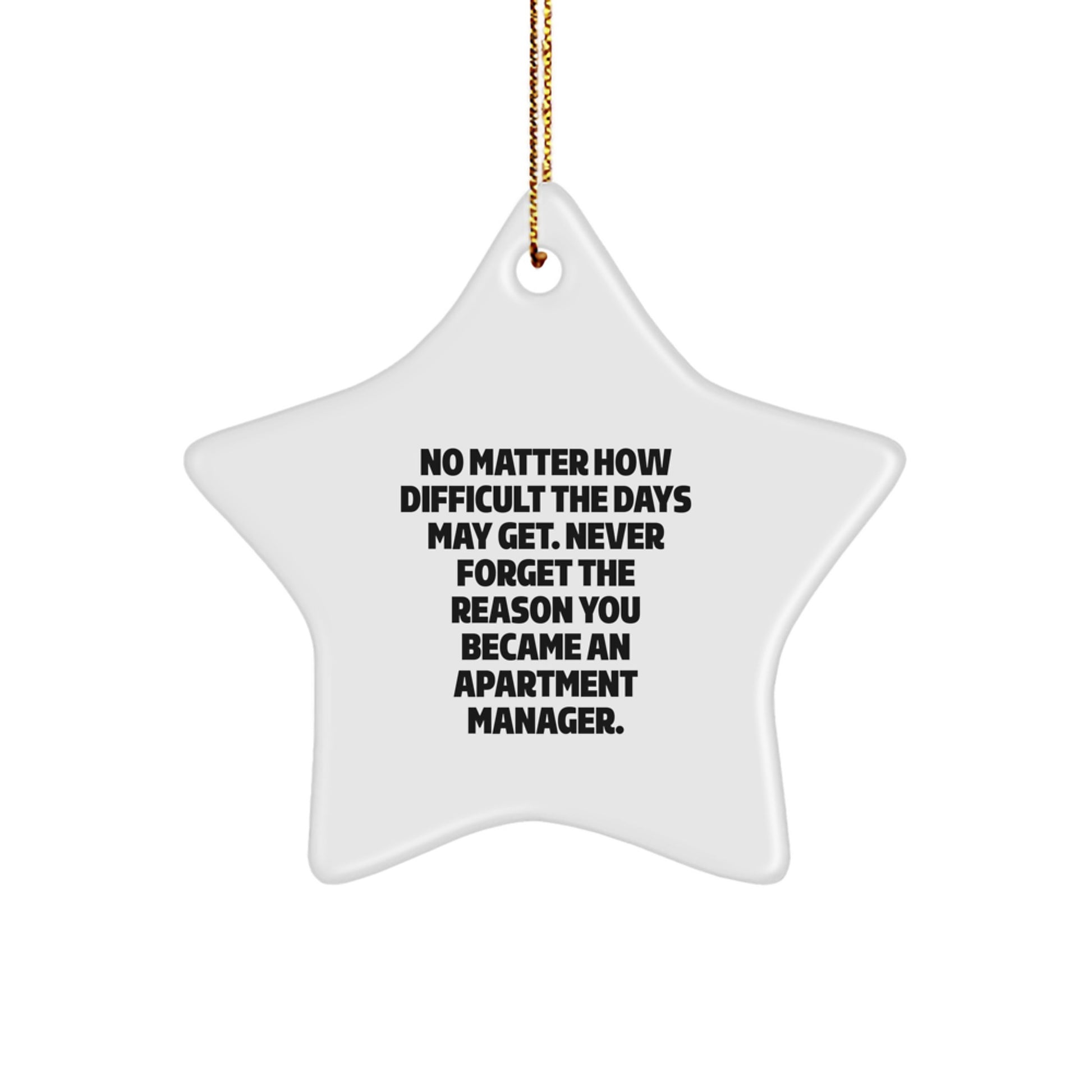 Inspirational Apartment Manager Gifts for Men from Friends - Star Ornament with Quote for Christmas - Image 1