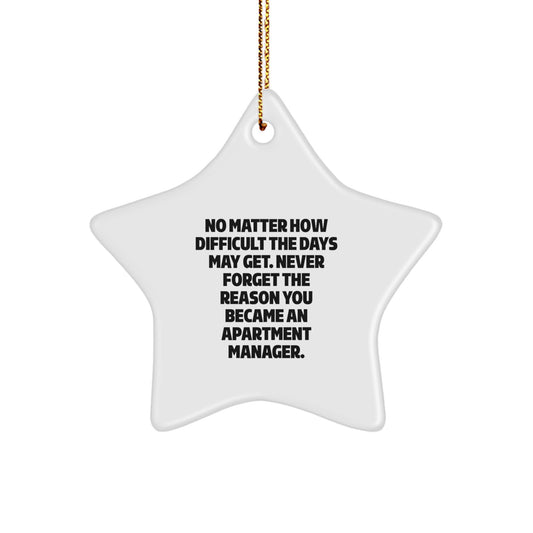 Inspirational Apartment Manager Gifts for Men from Friends - Star Ornament with Quote for Christmas - Image 1