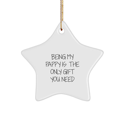 Funny Pappy Gifts for Him - Being My Pappy Is The Only Gift You Need, Star Ornament, White, Gift from Family for Pappy's Christmas - Image 1