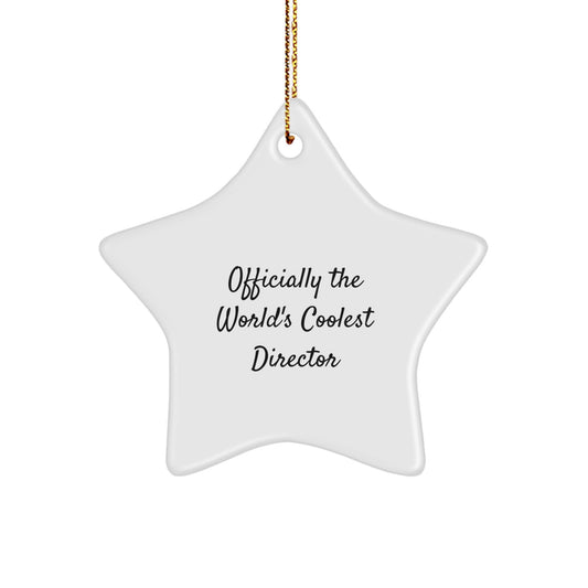 Funny Director Gifts, Officially The World's Coolest Director Star Ornament, White, 3.25 Inch, Gifts from Friends to Director, Perfect Christmas Unique Presents - Image 1