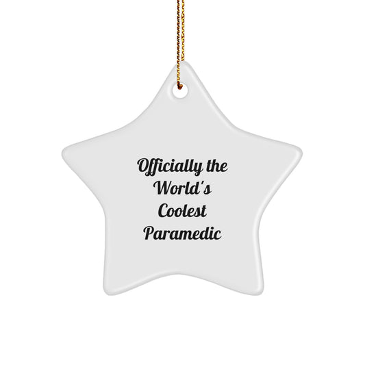 Funny Rescue Worker Gifts from Friends for Rescue Worker Men - 'Officially The World's Coolest Rescue Worker' Christmas Unique Ornament - Image 1