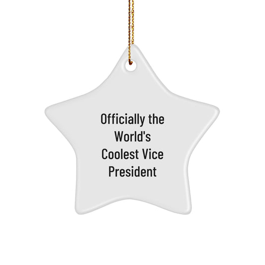 Funny Vice President Gifts from Friends, Officially The World's Coolest Vice President Star Ornament for Men, Christmas Unique Gifts for Vice President - Image 1